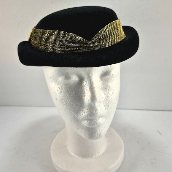 Vintage Bollman Doeskin Black Wool Felt Hat Bow Made in USA Mid Century. main image 7